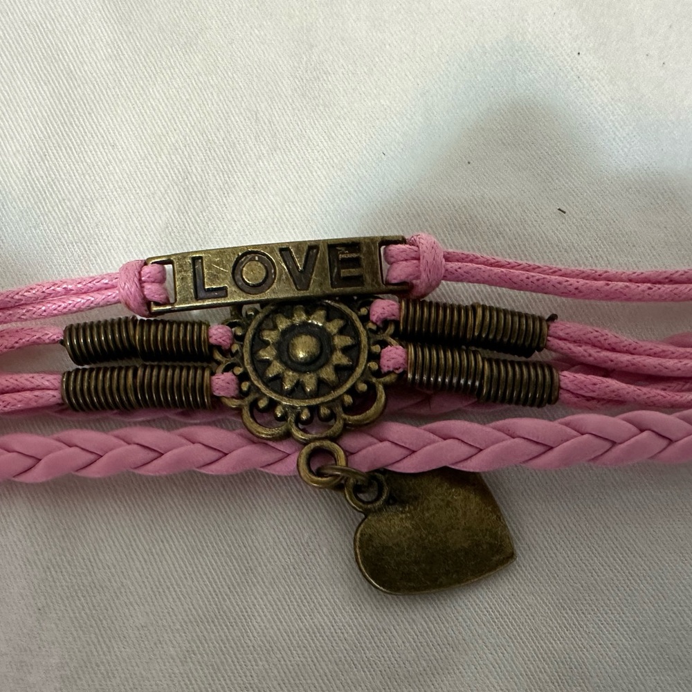 **FREE with order** Leather pink adjustable bracelet. NWOT